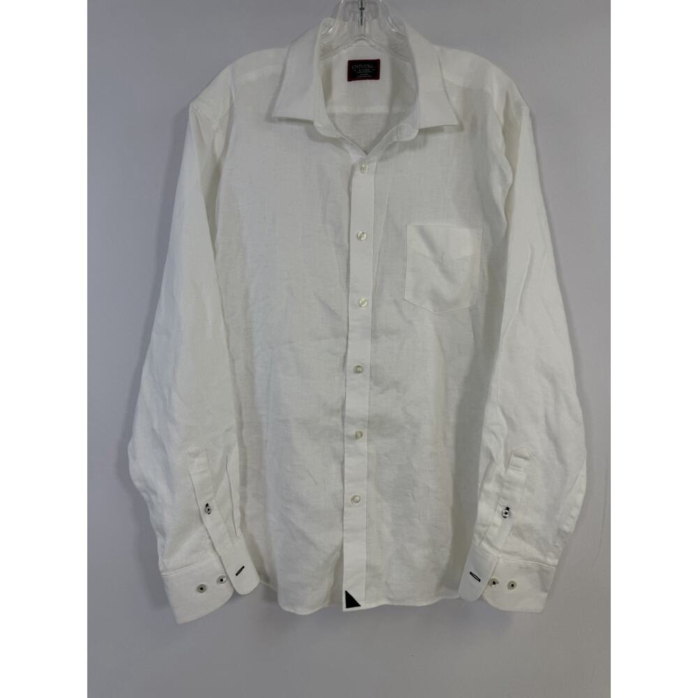 Untuckit Shirt Mens XL White 100% Linen Santo Wrinkle Resistant Slim Button Up